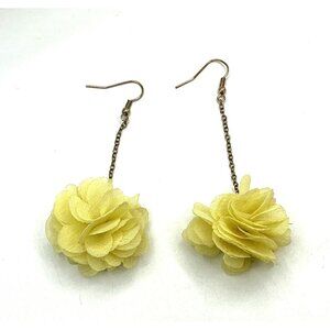 Yellow Flower Dangle Earrings With Gold Chain